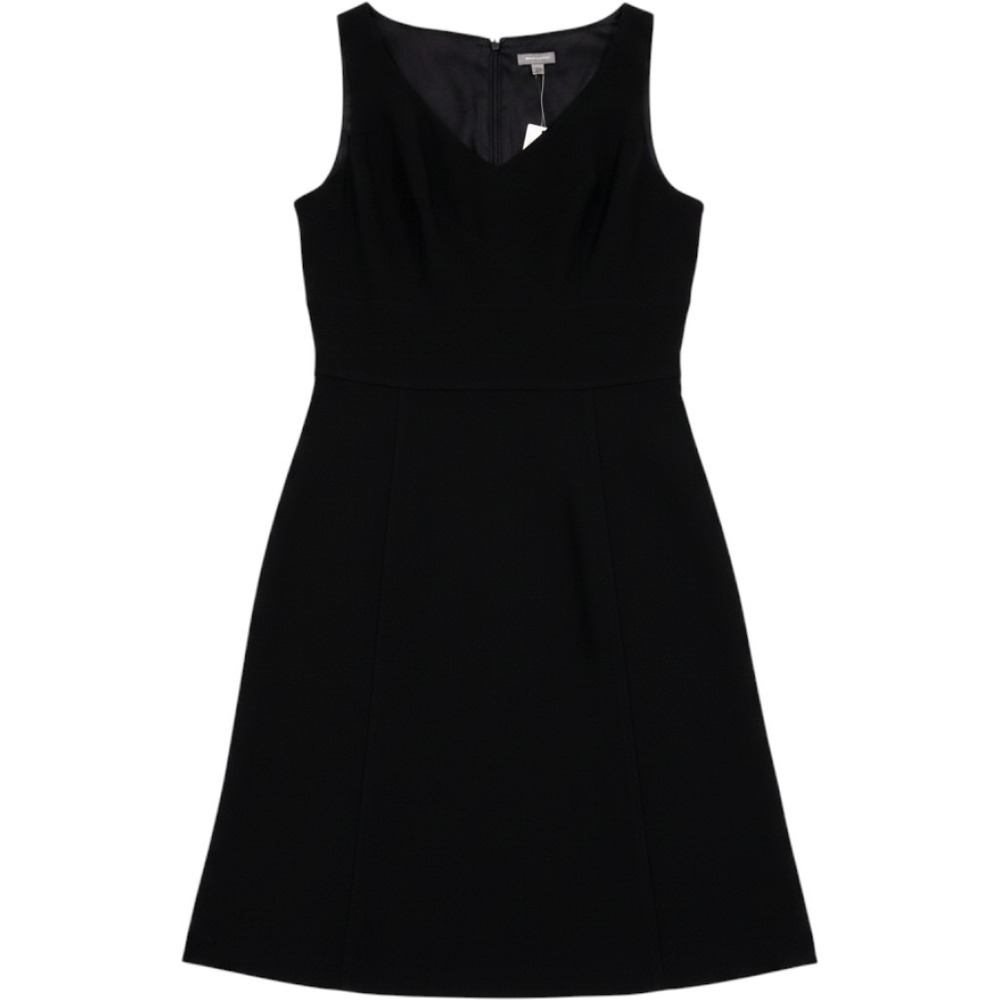 Ann Taylor Fit & Flare Dress 8 Black V-Neck Sleeveless Professional Classic Work